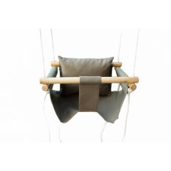 Baby Swing - Fabric &amp; Wood - Khaki - Indoor