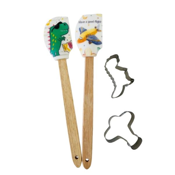 Kids 4 Piece Spatula &amp; Cookie Cutter Baking Set