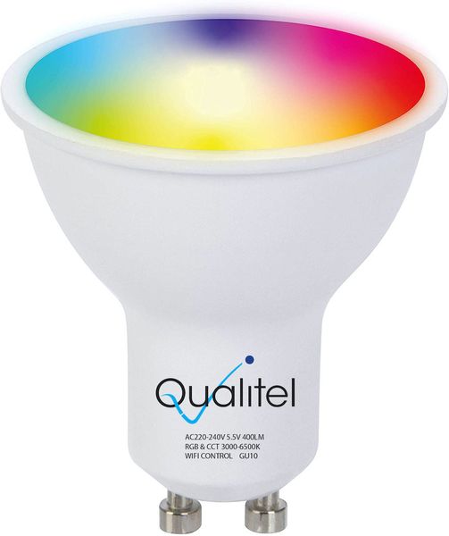 Qualitel Smart Light Bulb GU10 - 5.5W RGB Colours &amp; Cool + Warm White