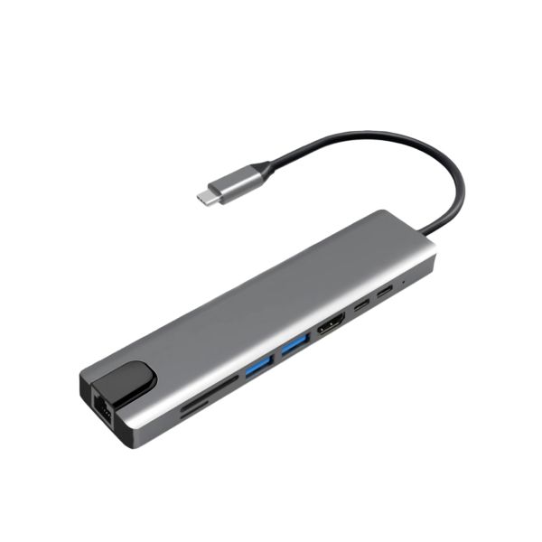 8 in1 USB C Hub to Adapter RJ45 100mbps Laptop Docking Station Splitter