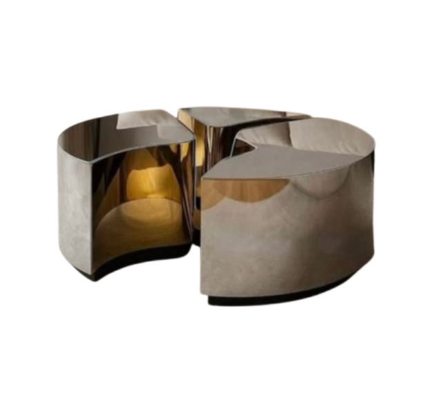 HX909 90cm Modern Sculptural Coffee Table - Stainless Steel Center Table