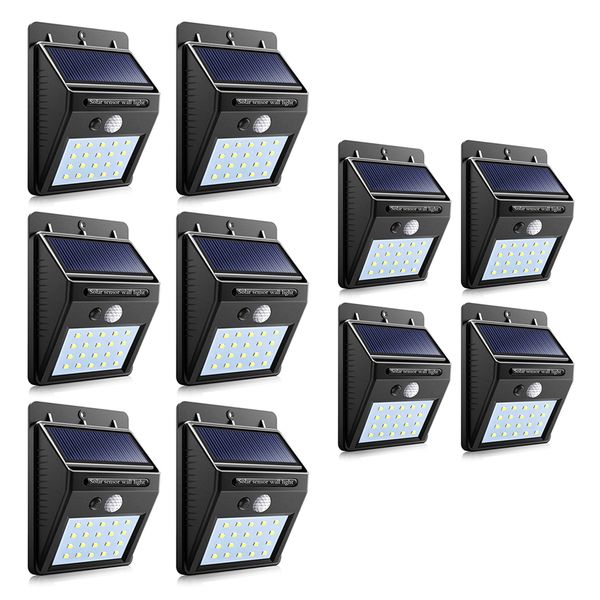 Set of 10 PIP Motion + CDS Night Sensor Solar LED Wall Light