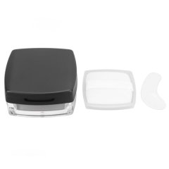 Empty Refillable Powder Case Puff Mirror Spoon Separately Storage Box Black