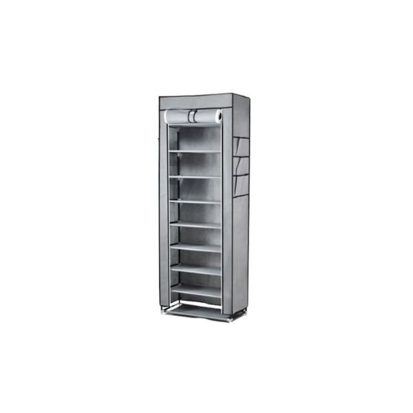Pack of 2-Fabric Covered Shoe Storage Rack with Multiple Shelves - Grey