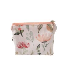 Nordic Scandinavian Pink Flowers Coin Purse Walley Key Sanitary Pouch