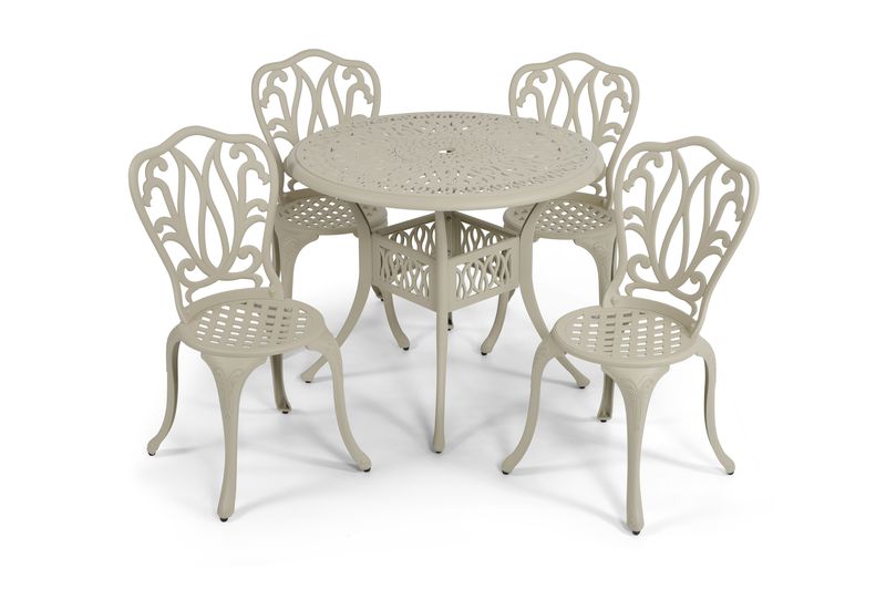 5-Piece Lisa Outdoor Aluminium Patio Set - 4 Seater Garden Table and Chairs