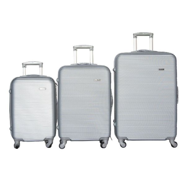Metallic Silver Pleated Shoulder Bag with Scalloped Top &amp; 3-piece luggage