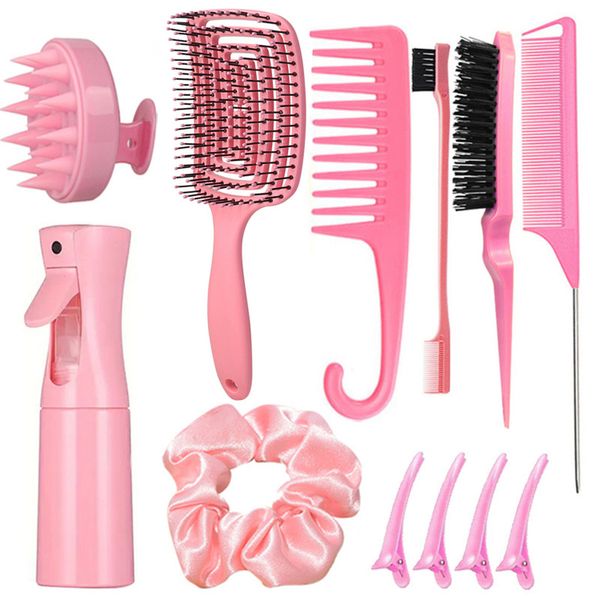 12 Pieces Hair Brushes Combs with Spray Bottles Set for Women Girl
