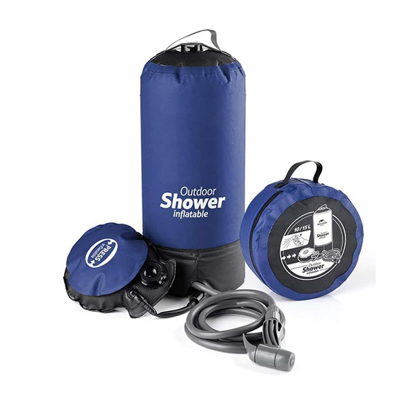 15L Solar Heated Shower Bag with Foot Pump - Portable Camping Shower
