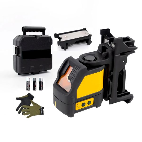 0-15m Compact Self-Leveling Laser Line With Case 3 Batteries &amp; Work Gloves