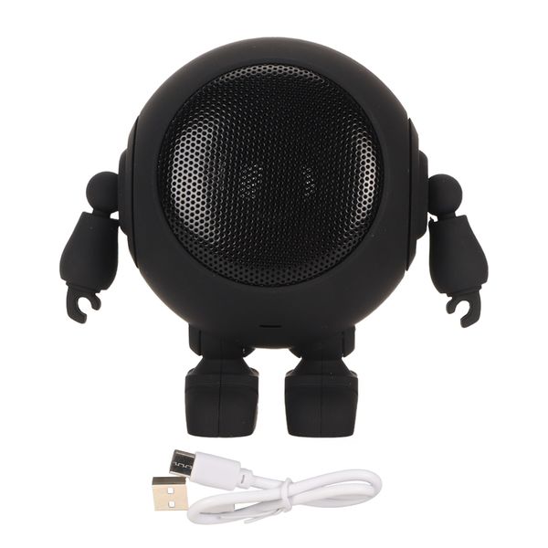 Bluetooth Speaker Robot Shape 5.0 1000mAh Built in Mic Mini Wireless Black