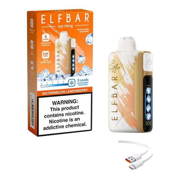 Elfbar Ice King 25k Watermelon Lemonberry + DiscoVape Charging Cable