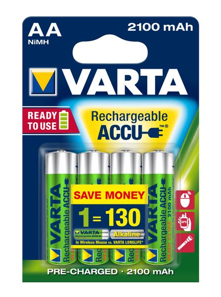 Varta AA Rechargeable ACCU R2U Battery 2100mAh