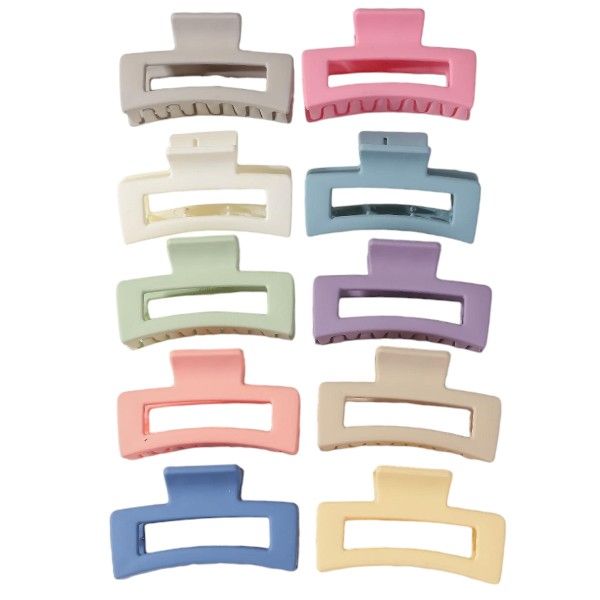 10Piece Small Minimalistic Pastel Square Hair Claw Clips - Multicolor