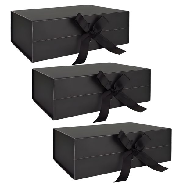 Bestby - 22x17x8.5cm Collapsible Magnetic Gift Box with Ribbon (3 Pack)
