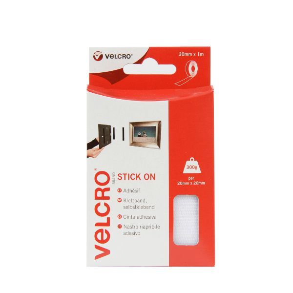 VELCRO® Brand Stick On Tape 20mm x 1m white
