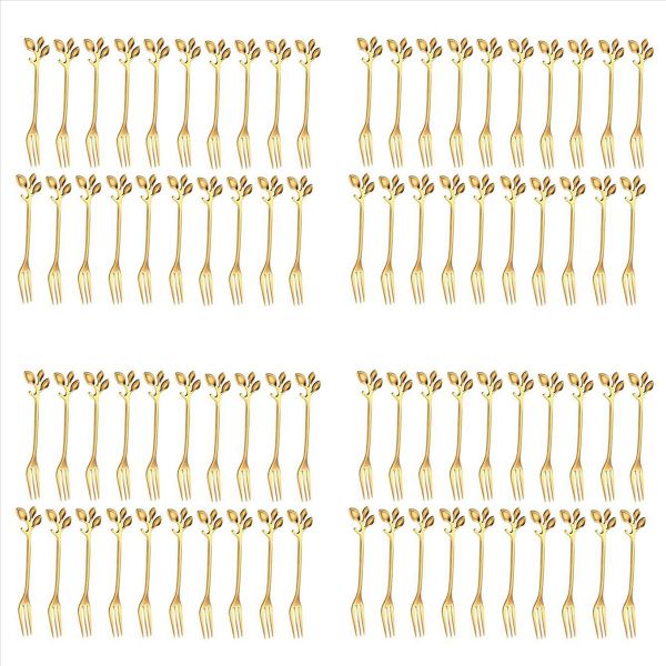 20Pcs Stainless Steel Flatware Fork Dinnerware Kitchen Leaf Shape