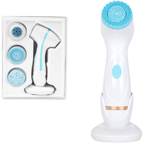 3 in 1 Waterproof Facial Cleansing Silicone Brush-Blue