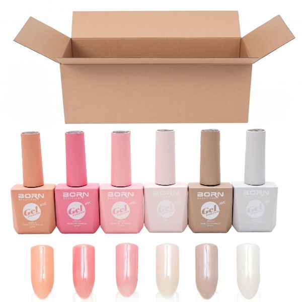 UV Gel Nail Polish, Shades of Pink/Nude - 6 Piece