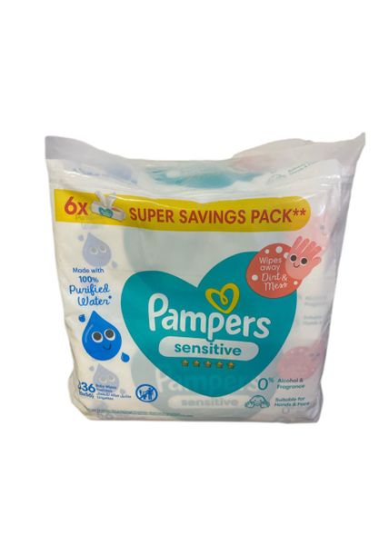Pampers Sensitive Protect Baby Wipes (6 packs x 56 wipes)