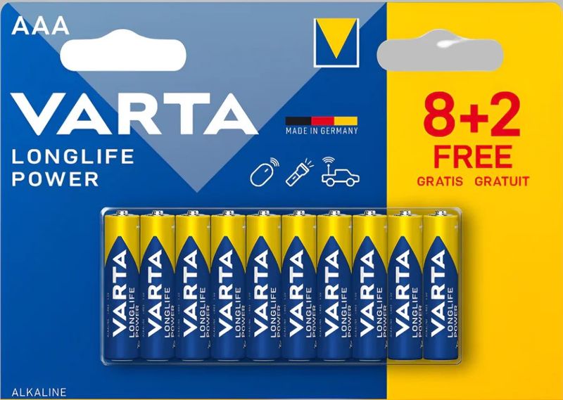 Varta LongLife Power Alkaline AAA Battery - 10 Per Pack