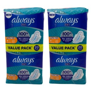 Always Ultra Thin Sanitary Pads -2 x Value Pack x 20 - Normal