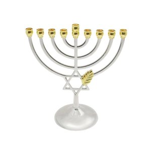 Traditional Jewish Menorah 9 Branch Candle Sticks Holder Jerusalem Temple