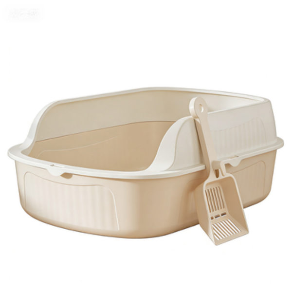 Semi Enclosed Cat Litter Box, Oversized Anti Splash Cat Toilet, Giant Open