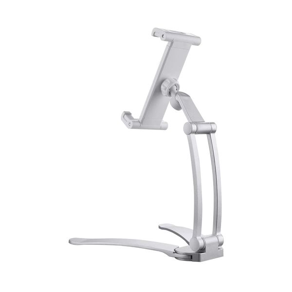 2 in 1 Kitchen Desktop Mount Stand for iPad &amp; 4-10.5" Tablets - Silver