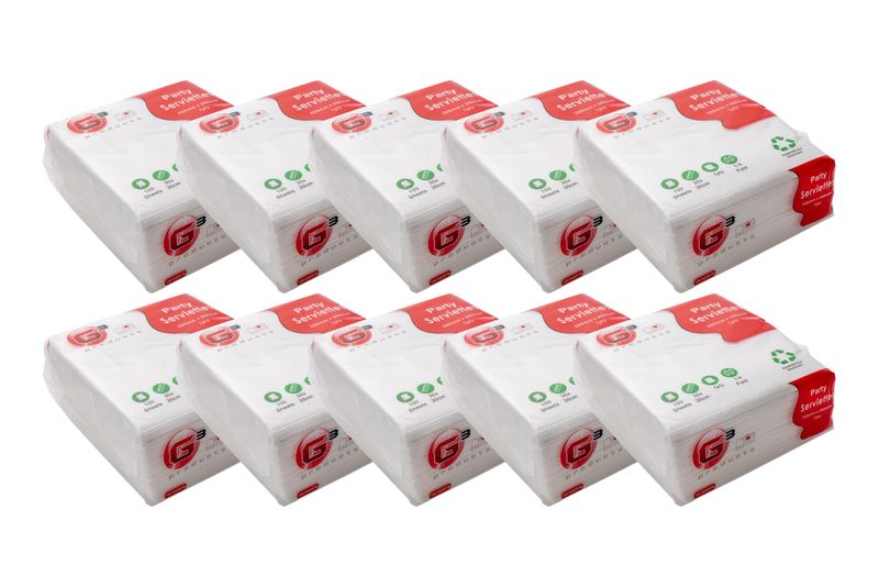 Party Serviettes (100's) - 10 Pack Bundle