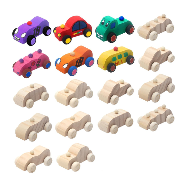 18 Pack DIY Wood Car Toys for Home Activities Craft Projects Family