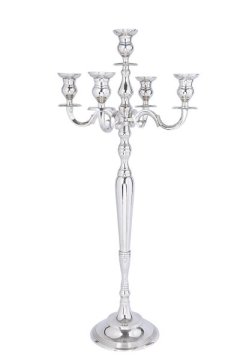 5-Arm Candle Stand Silver Plated 100cm