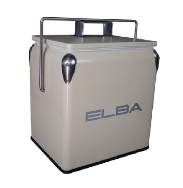 Elba Metal Cooler Box With Handle &amp; Lid - 13l -Pink Red - Cream - Turquoise
