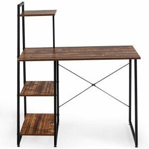 Anchor Home Office Large Computer Desk Study Table Storage Shelves 4 Tier