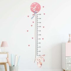 Pink Bunny and Balloon Height Chart Wall Sticker