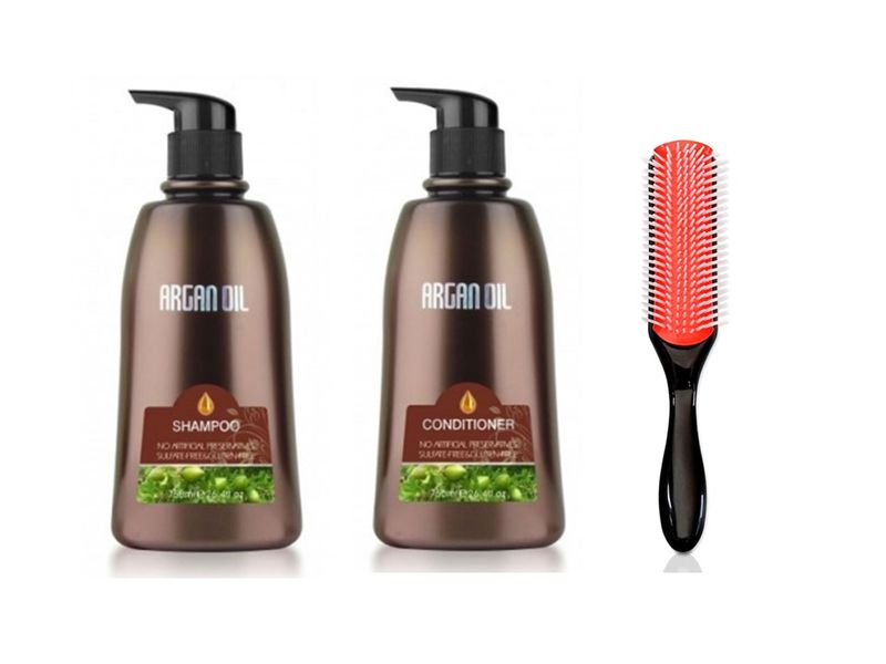 Argan Oil Twin Pack 750ml + Anti-Static Styling Brush
