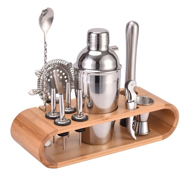 Bar Visor - Stainless Steel Cocktail Shaker Bartender Tool Kit 12 Piece Set