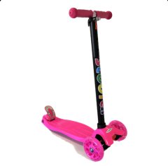 Bright Colour - Kids T-Bar Scooter With Light Up Wheels &amp; Back Brake Pedal