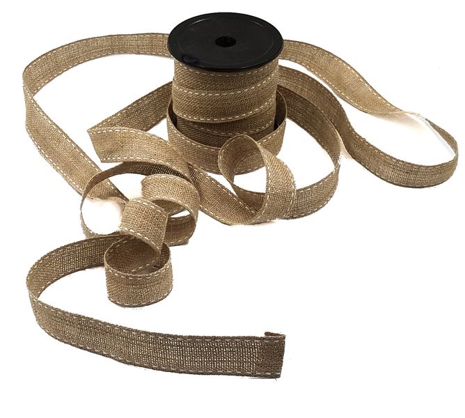 B.Moore - Linen Ribbon- White Stitch