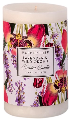 Pepper Tree Lavender &amp; Wild Orchid Medium Scented Pillar Candle 600ml