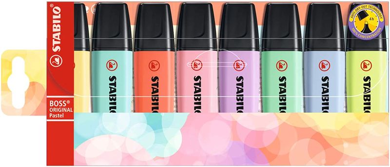 STABILO BOSS Original Pastel Highlighters Assorted Wallet of 8
