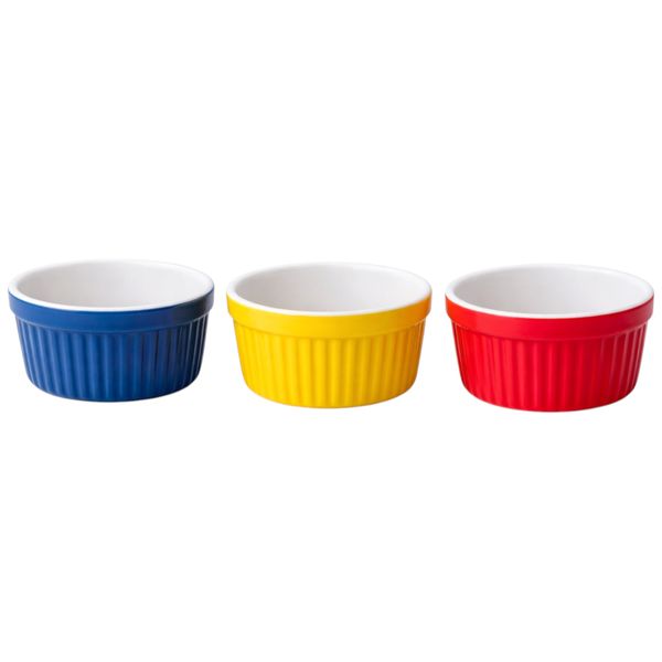 Luxury Porcelain Ramekins - Set of 3- Bold Colour Dessert and Baking Bowls