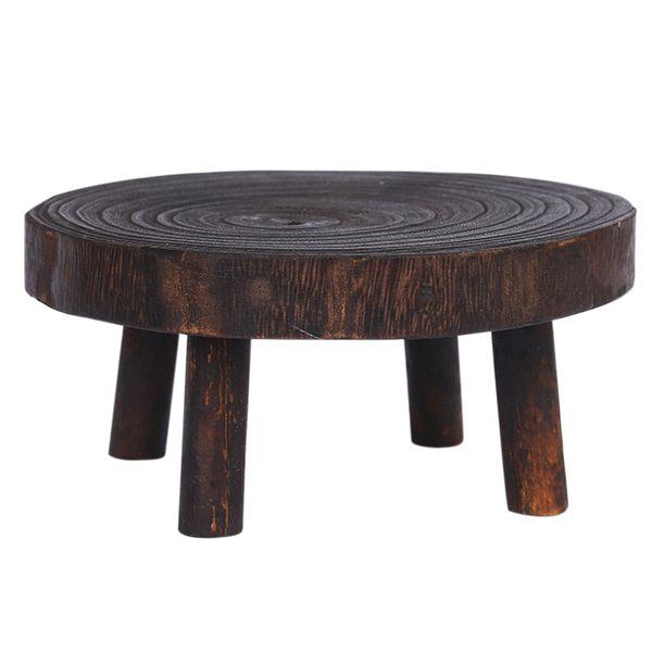 Rustic Decorative Round Wood Pedestal Plant Pot Riser Plant Stand a