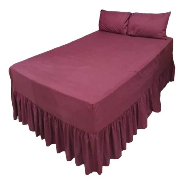 Frilled Valance Fitted Sheet Burgundy