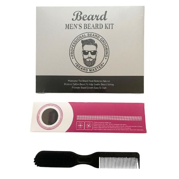 5 Piece Beard Set - Mens Beard Kit, Derma Roller &amp; Beard Brush Grooming Set