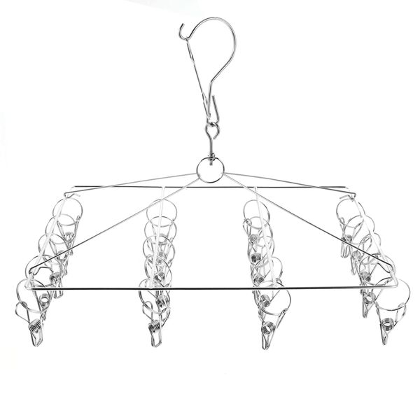 Oblong Metal Hanger with 20 Clips Space Saving Closet Organizer