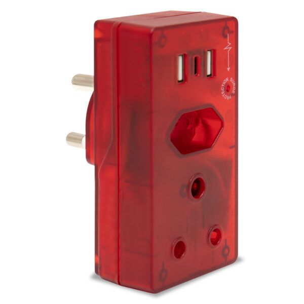 FLASH Surge Protection Adapter Plug With 2 x USB Ports + 1 x C Type Port
