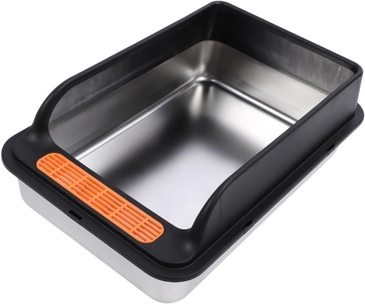 New Elements Stainless Steel Litter Box Semi Enclosed Shape