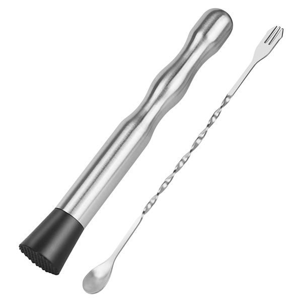 Muddler For Cocktails Bar - 2Pcs 9 Inch Muddler And 10 Inch Bar Spoon