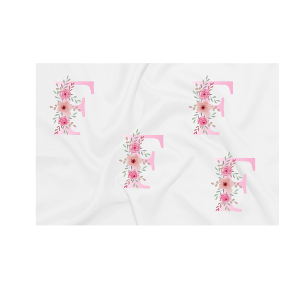 Baby Blanket - Pink Flowers - Letter F